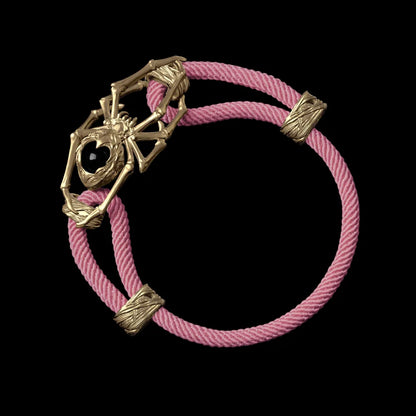 14K Gold Spider Rope Bracelet Milan Rope Strawberry Cream