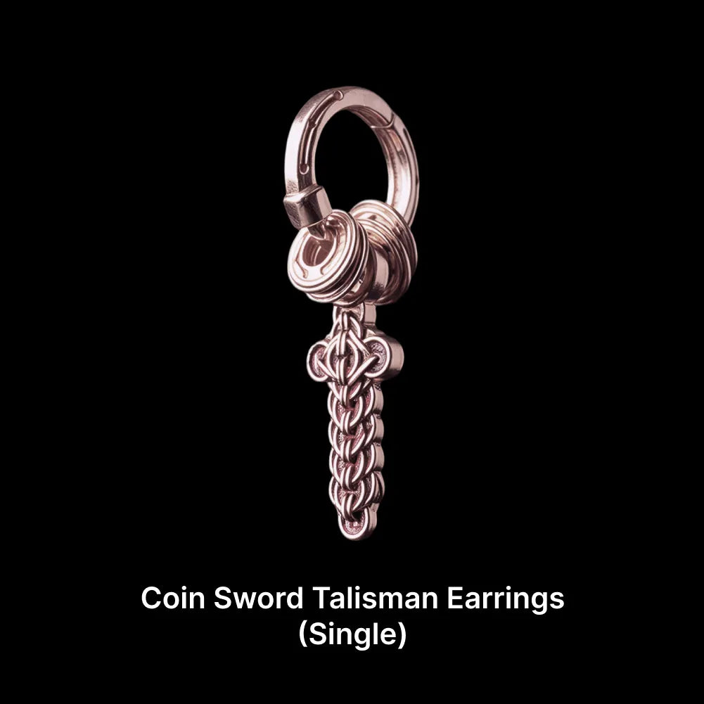 Coin Sword Talisman Earrings