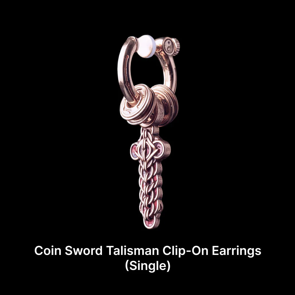 Coin Sword Talisman Earrings