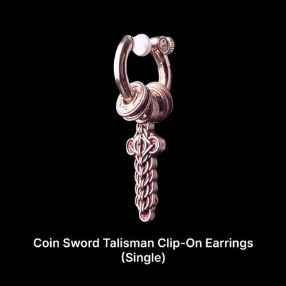 Coin Sword Talisman Earrings