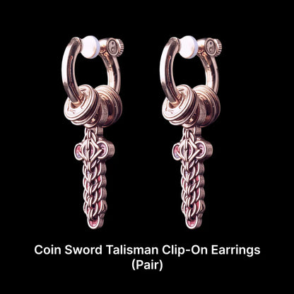 Coin Sword Talisman Earrings