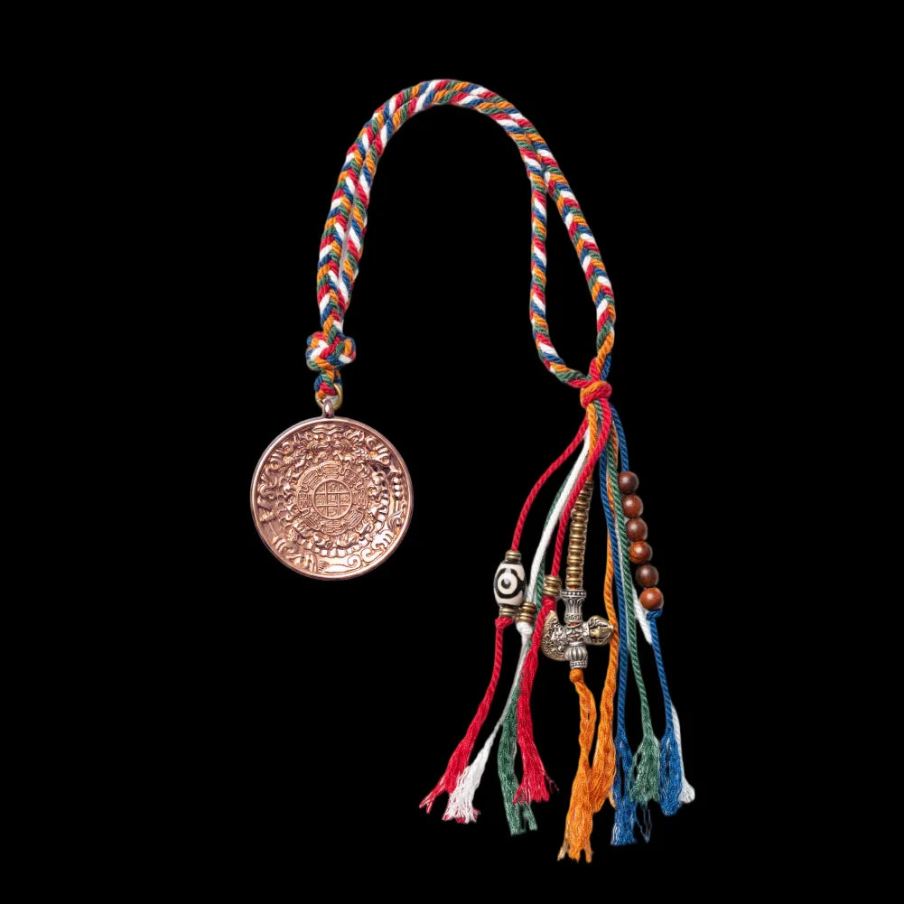 14K Rose Gold Nine Palaces Bagua Talisman Pendant Windhorse Style