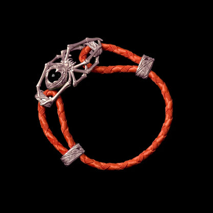14K Rose Gold Spider Rope Bracelet Braided Rope Deep Orange