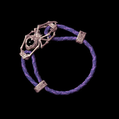 14K Rose Gold Spider Rope Bracelet Braided Rope Purple