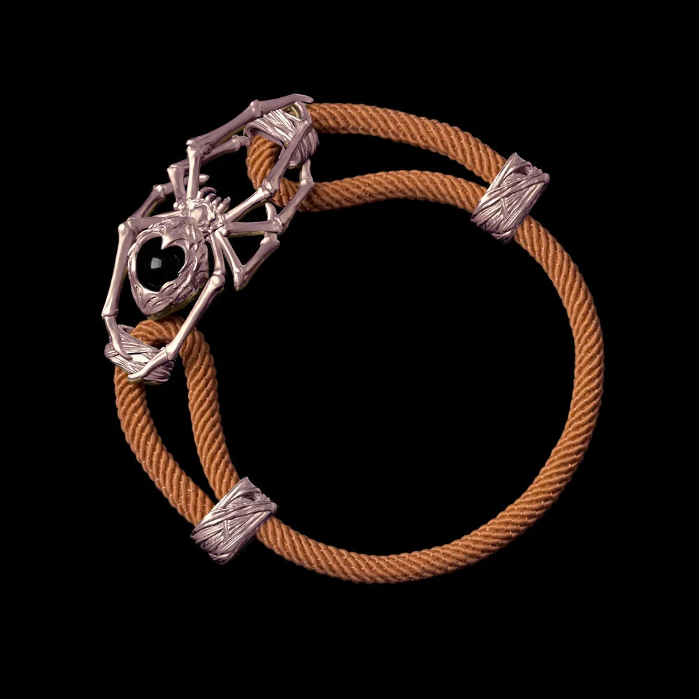 14K Rose Gold Spider Rope Bracelet Milan Rope Apricot