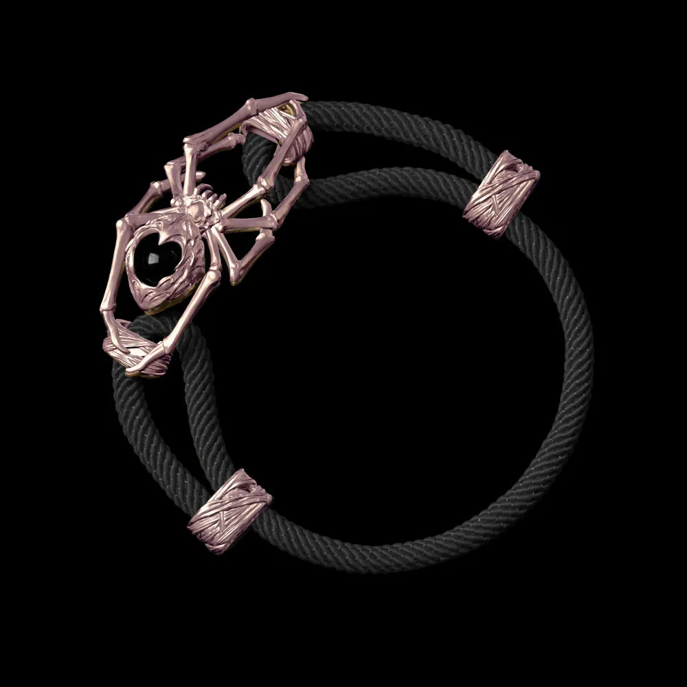 14K Rose Gold Spider Rope Bracelet Milan Rope Black