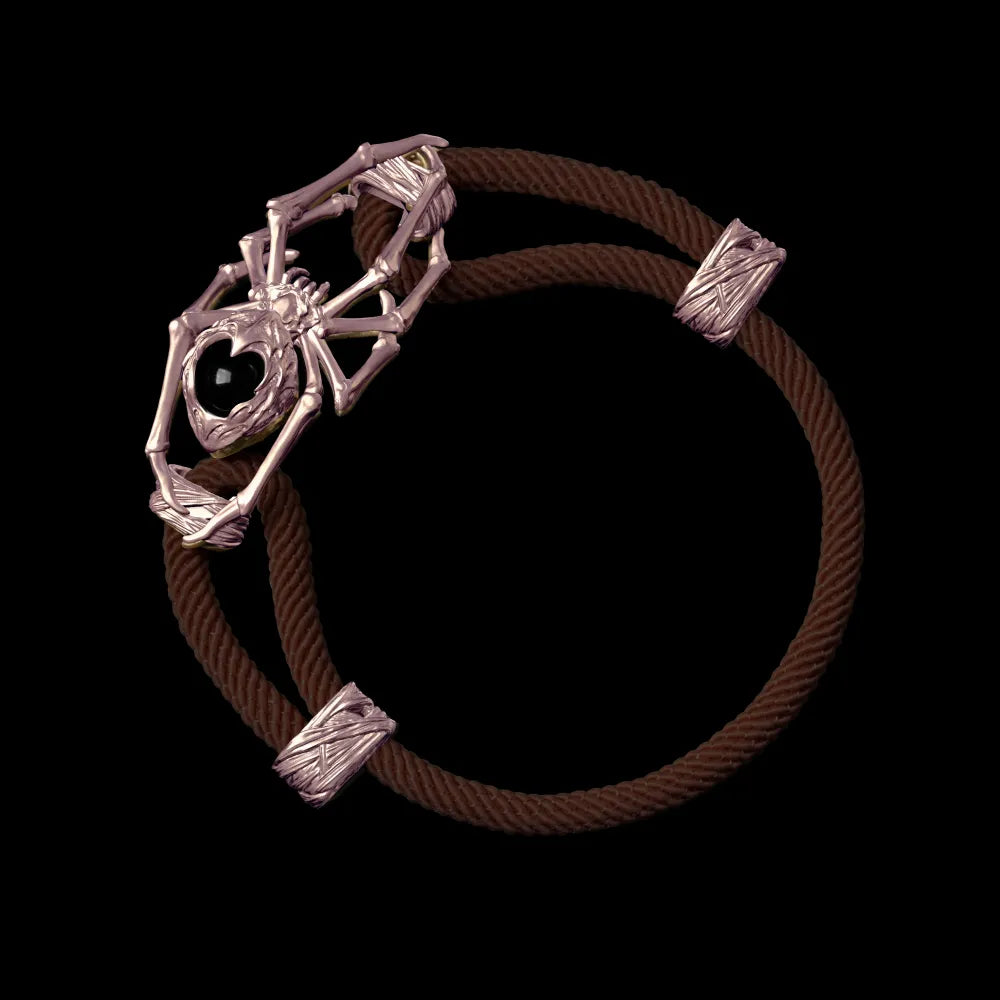 14K Rose Gold Spider Rope Bracelet Milan Rope Coffee