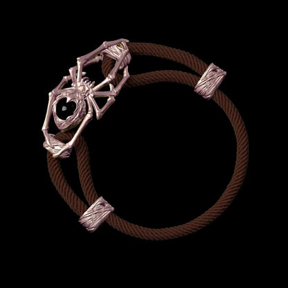 14K Rose Gold Spider Rope Bracelet Milan Rope Coffee