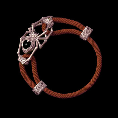 14K Rose Gold Spider Rope Bracelet Milan Rope Dark Orange