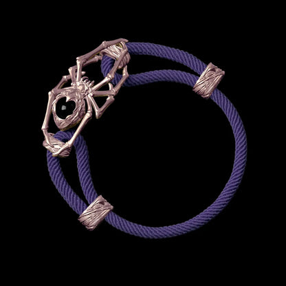 14K Rose Gold Spider Rope Bracelet Milan Rope Purple