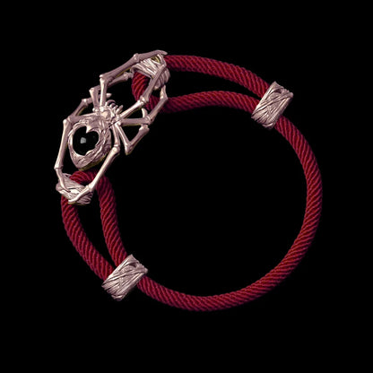 14K Rose Gold Spider Rope Bracelet Milan Rope Red Velvet