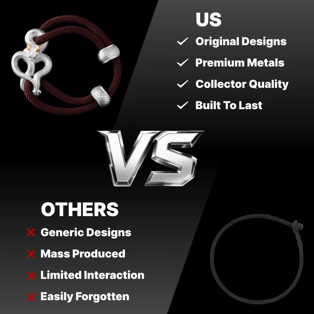 Demon Serpent Rope Bracelet 18K White Gold Plated White Bronze 24K Gold Plated Silver Brand Comparison