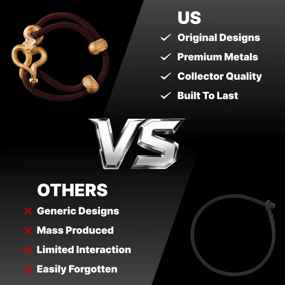 Demon Serpent Rope Bracelet 24K Gold Plated Brass 18K White Gold Plated Silver Brand Comparison