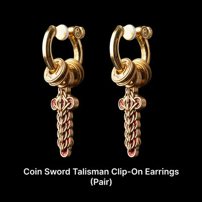 Coin Sword Talisman Earrings