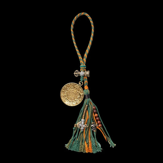 18K Gold Nine Palaces Bagua Talisman Pendant Green Tara Style
