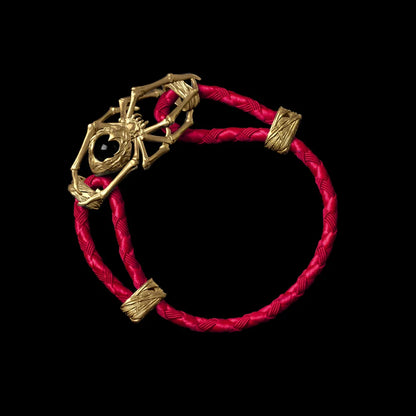 18K Gold Spider Rope Bracelet Braided Rope Jujube Red