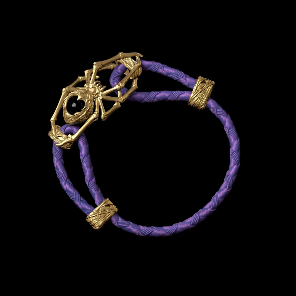18K Gold Spider Rope Bracelet Braided Rope Purple