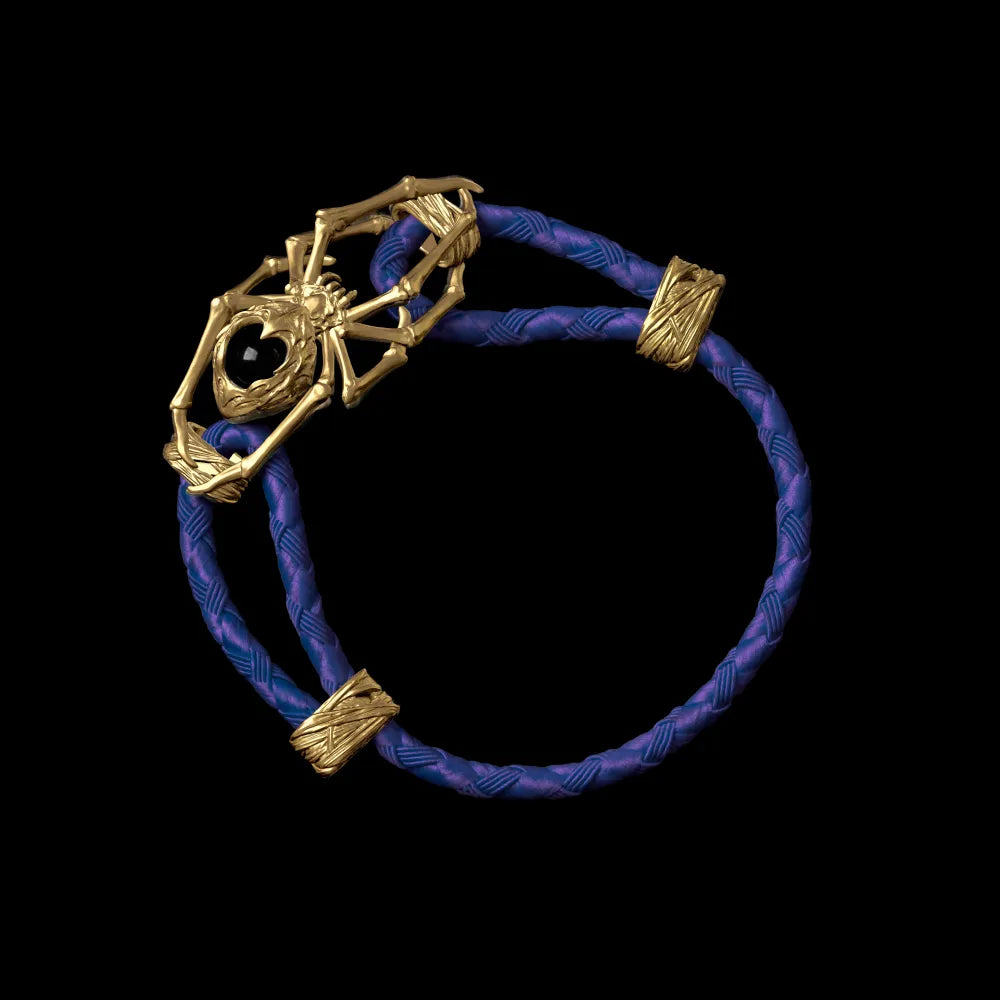 18K Gold Spider Rope Bracelet Braided Rope Vivid Blue