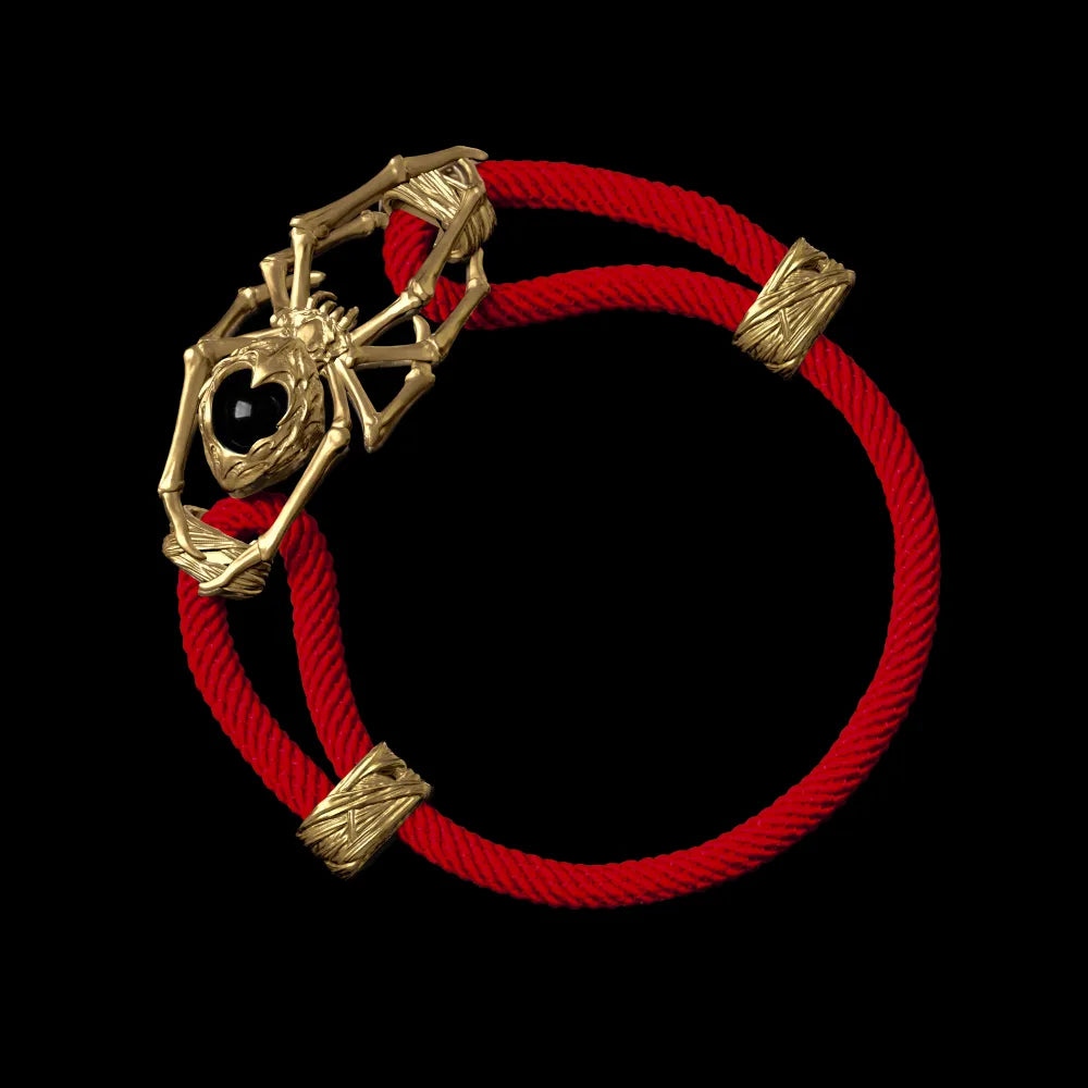 18K Gold Spider Rope Bracelet Milan Rope Fiery Red