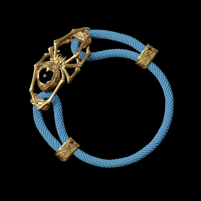 18K Gold Spider Rope Bracelet Milan Rope Light Blue