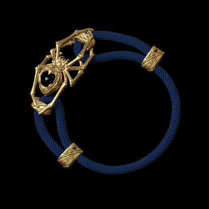 18K Gold Spider Rope Bracelet Milan Rope Navy Blue