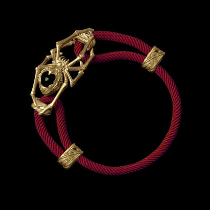 18K Gold Spider Rope Bracelet Milan Rope Red Velvet