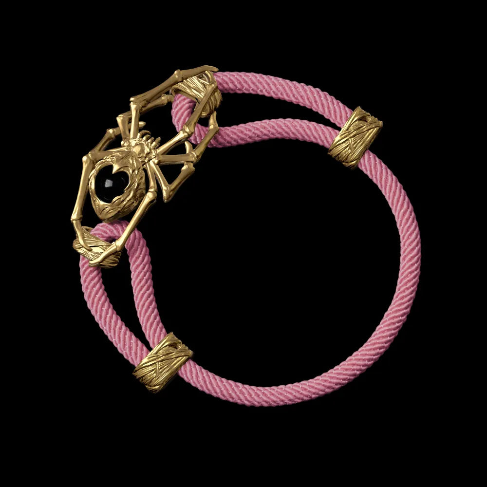 18K Gold Spider Rope Bracelet Milan Rope Strawberry Cream