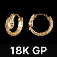 Hognose Snake Earrings 18K Gold Vermeil & Ruby
