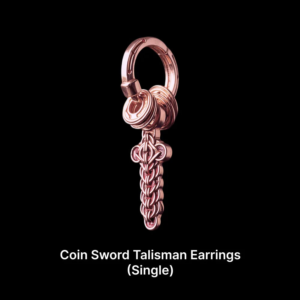 Coin Sword Talisman Earrings
