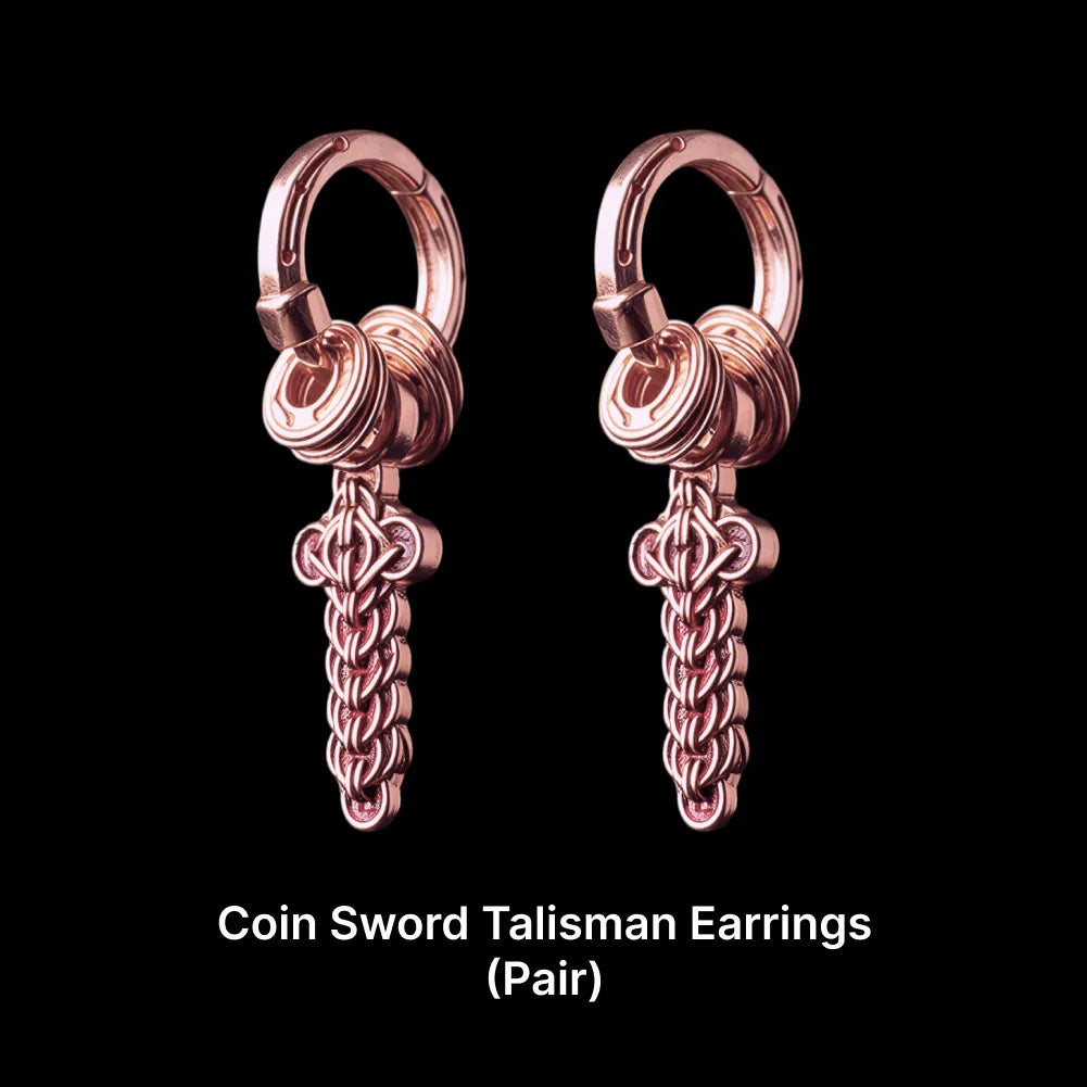 Coin Sword Talisman Earrings