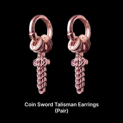 Coin Sword Talisman Earrings