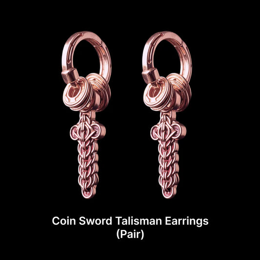 Coin Sword Talisman Earrings