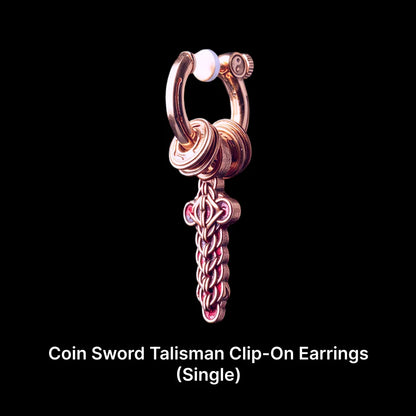 Coin Sword Talisman Earrings