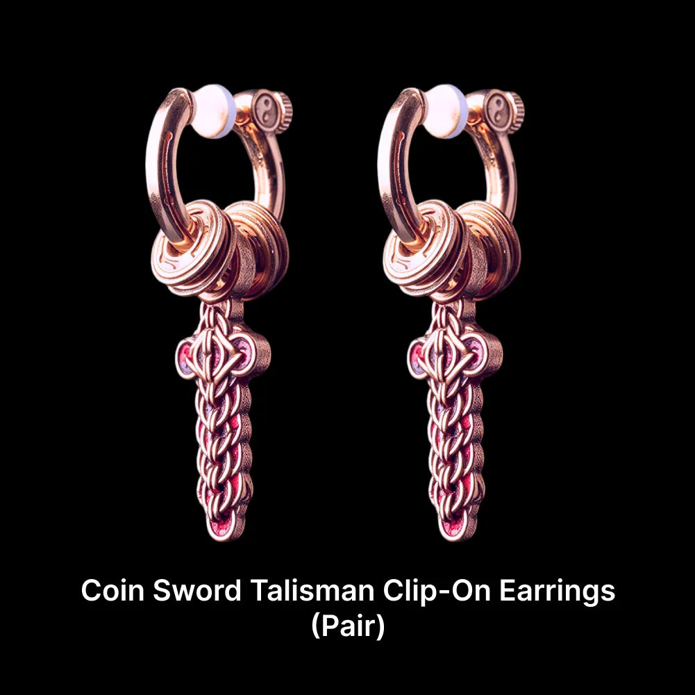 Coin Sword Talisman Earrings
