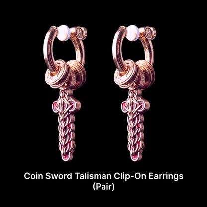 Coin Sword Talisman Earrings