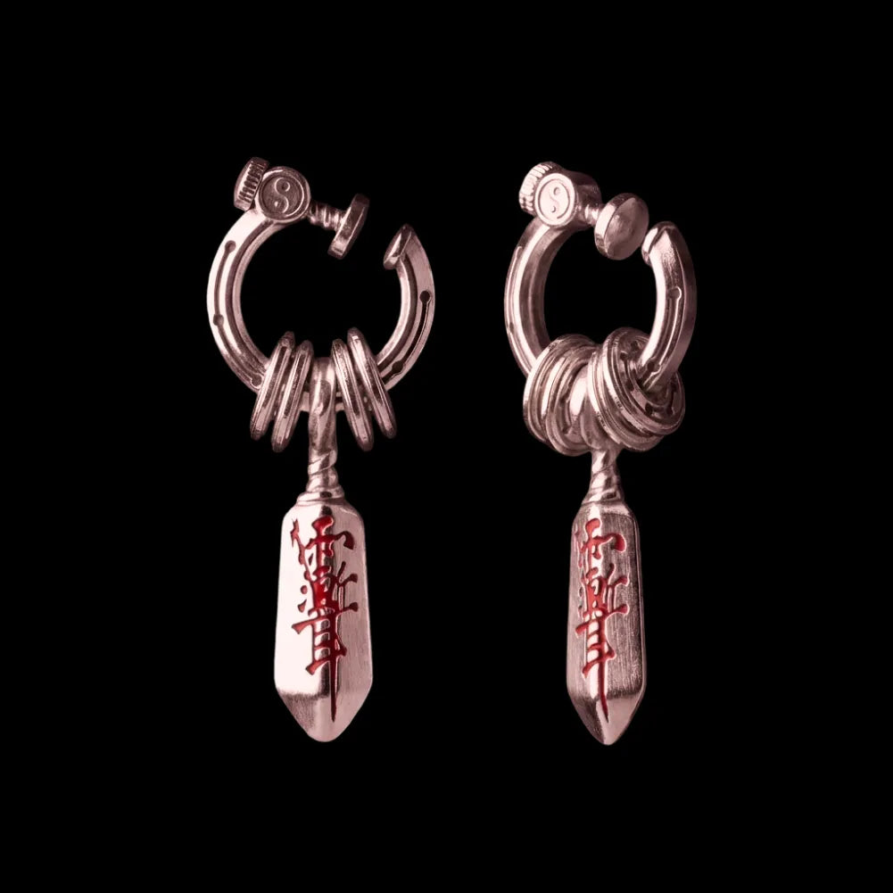18K Rose Gold Masterblade Talisman Clip on Earrings Details 02