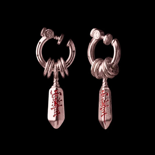 18K Rose Gold Masterblade Talisman Clip on Earrings Details 02