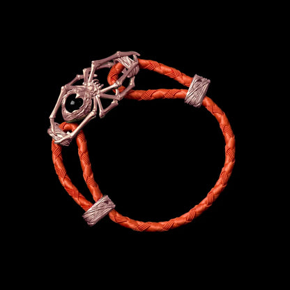 18K Rose Gold Spider Rope Bracelet Braided Rope Deep Orange