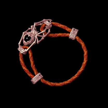 18K Rose Gold Spider Rope Bracelet Braided Rope Light Brown