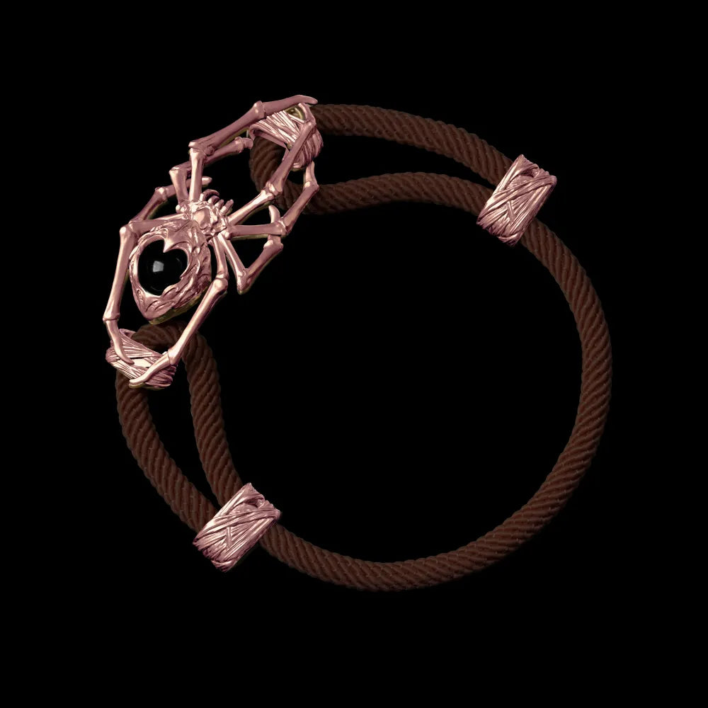 18K Rose Gold Spider Rope Bracelet Milan Rope Coffee