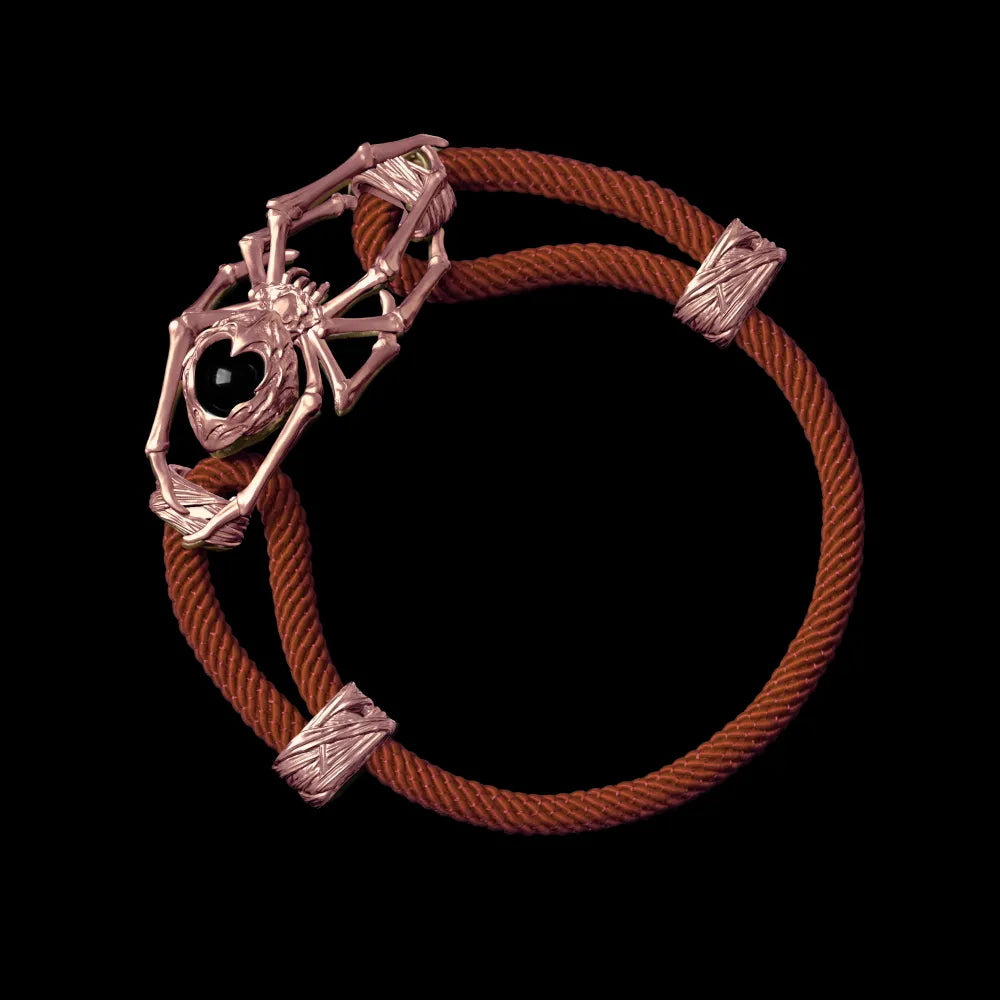 18K Rose Gold Spider Rope Bracelet Milan Rope Dark Orange