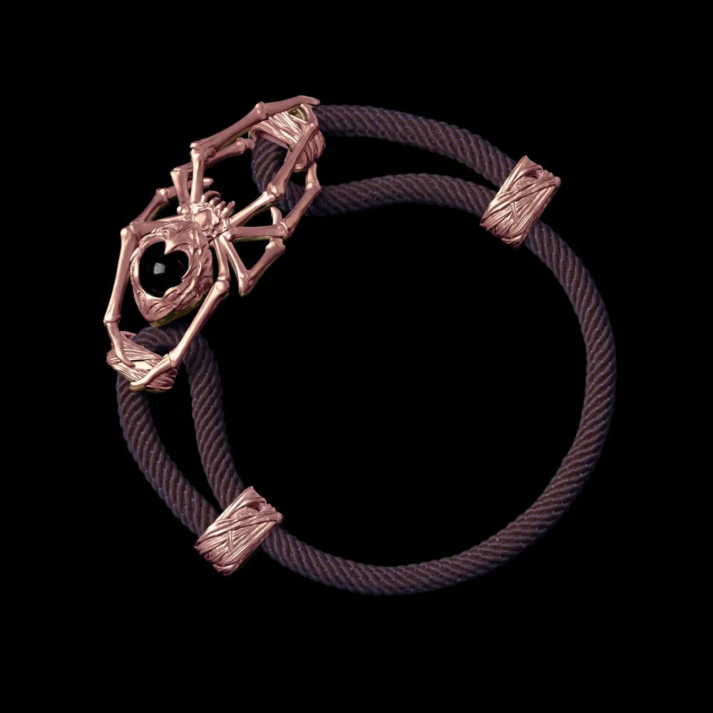18K Rose Gold Spider Rope Bracelet Milan Rope Dark Purple