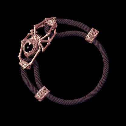 18K Rose Gold Spider Rope Bracelet Milan Rope Dark Purple
