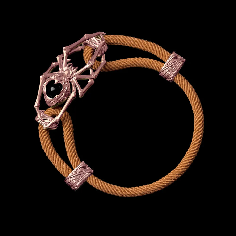 18K Rose Gold Spider Rope Bracelet Milan Rope Ochre