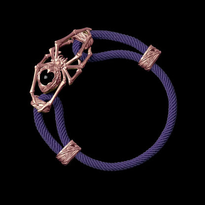 18K Rose Gold Spider Rope Bracelet Milan Rope Purple