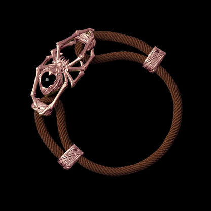18K Rose Gold Spider Rope Bracelet Milan Rope Reddish Brown