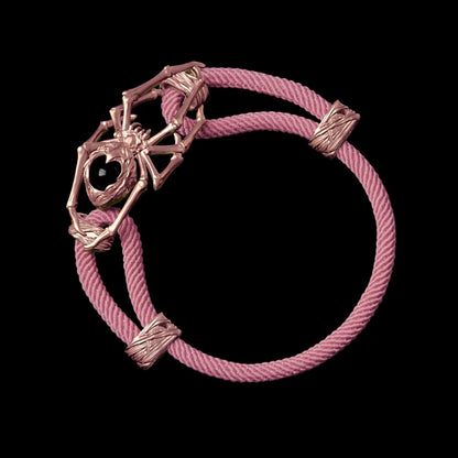 18K Rose Gold Spider Rope Bracelet Milan Rope Strawberry Cream