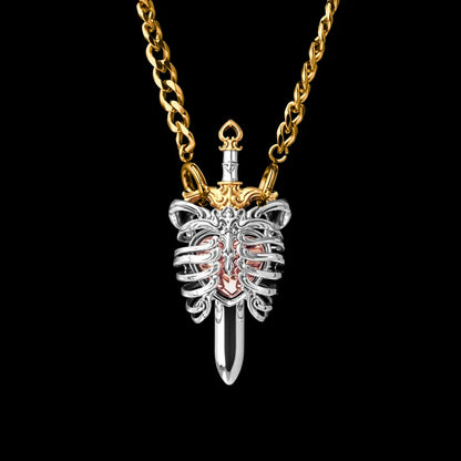 18K White Gold 18K Gold 18K Rose Gold The Beating Heart Pendant Large with gold Titanium Steel Necklace