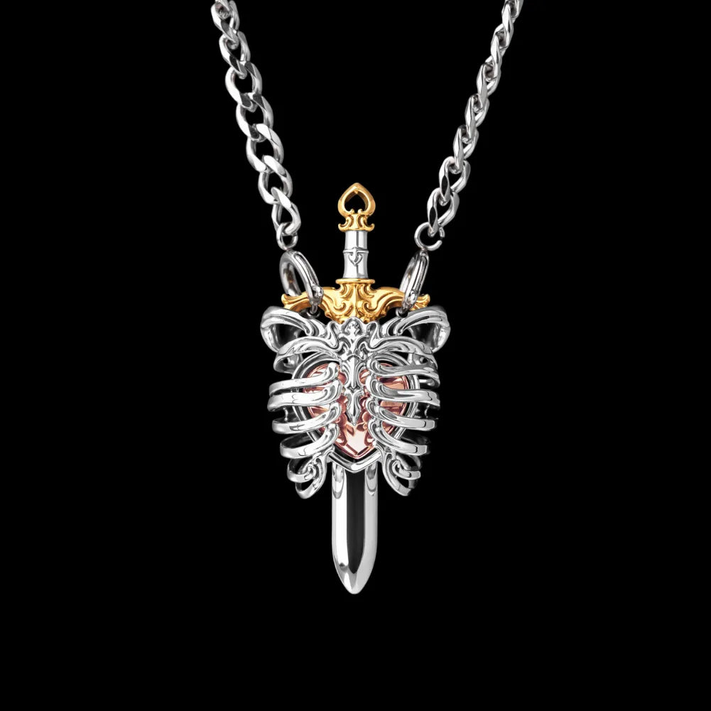 18K White Gold 18K Gold 18K Rose Gold The Beating Heart Pendant Large with silver Titanium Steel Necklace