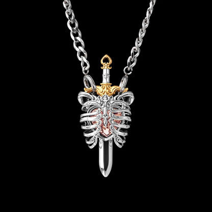 18K White Gold 18K Gold 18K Rose Gold The Beating Heart Pendant Large with silver Titanium Steel Necklace